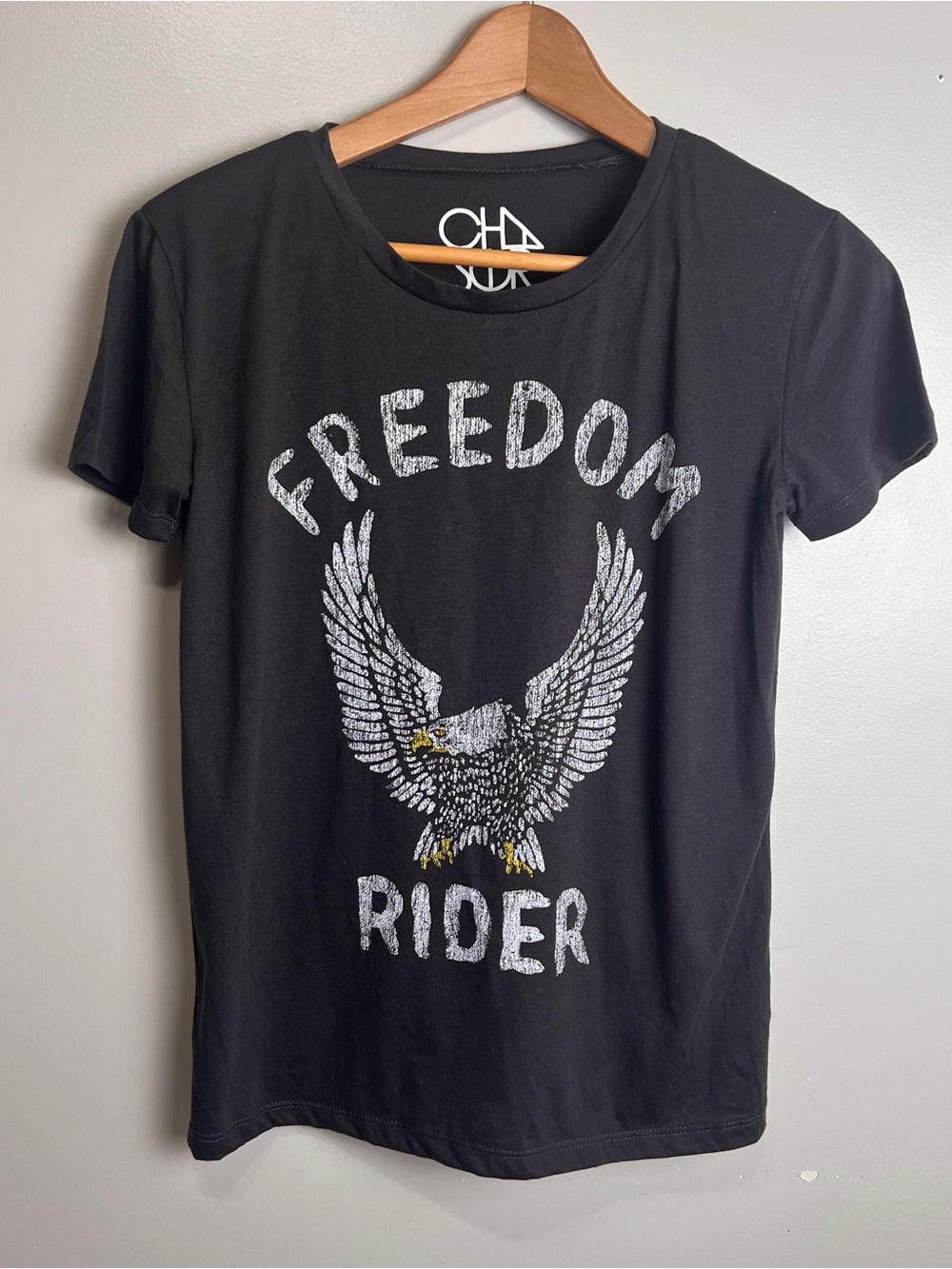 Chaser Freedom Rider Black Graphic Tee T-shirt Top Size XS, NWOT